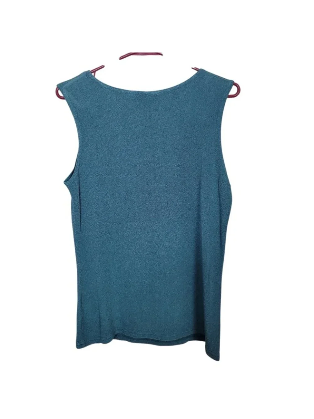 Orvis Pearlized Teal Blue Sleeveless Knit Top Shirt Tank Casual Stretch Small - Picture 2 of 5